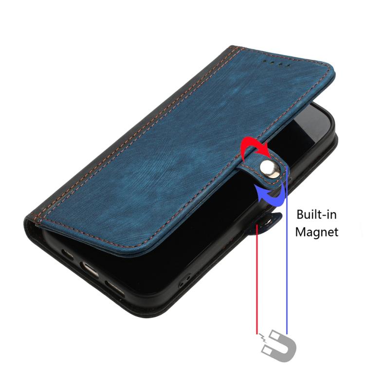 Funda de Cuero para Itel S25 Ultra con Correa de Mano y Hebilla Lateral Doble Plegable (Azul Real)
