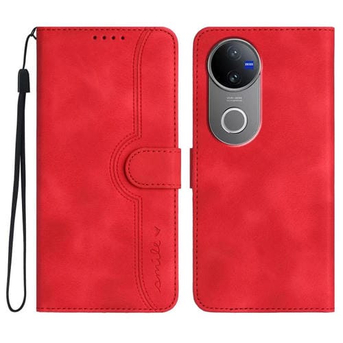 Para Vivo V50 Heart Pattern Skin Feel Funda de Cuero para Teléfono (Rojo)