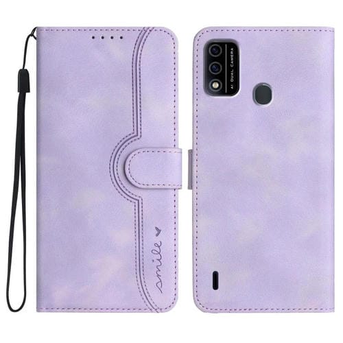 Funda Piel Sintética Itel A48 Diseño Corazón (Morado) para Teléfono