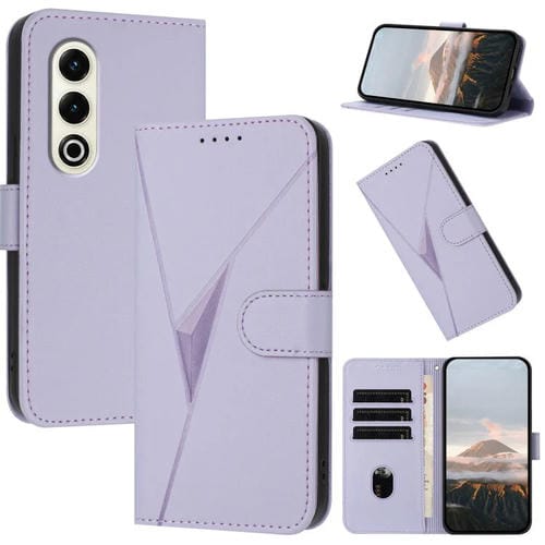 Funda de Cuero Itel S25 con Cierre de Hebilla y Diseño Triangular (Morado Claro)