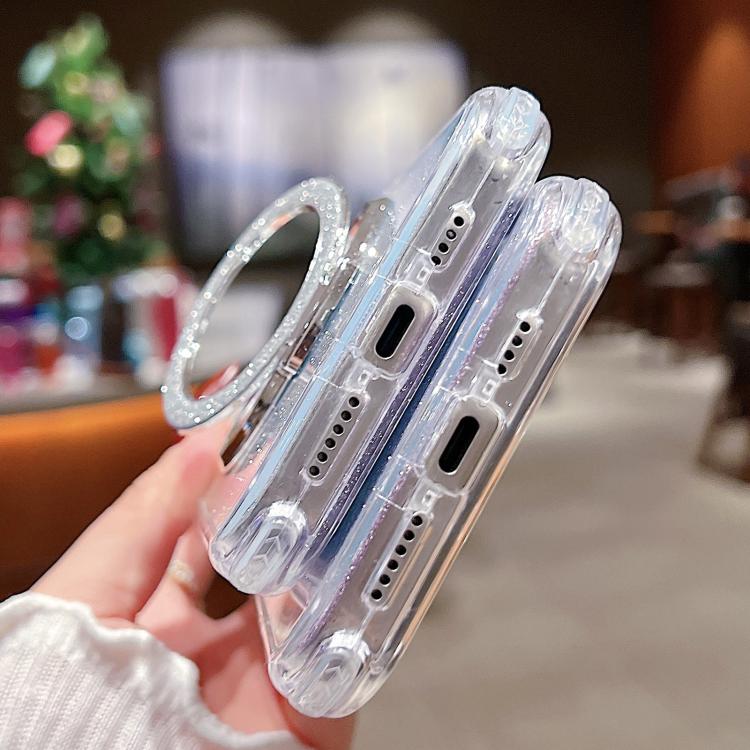 Funda para Teléfono Magsafe iPhone 14 Pro Soporte Espejo Purpurina (Plateada)