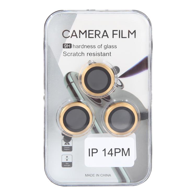 Cubierta de Cámara Trasera + Protector de Lente + Vidrio Templado 9H para iPhone 15 Pro Max y 15 Pro (Dorado)