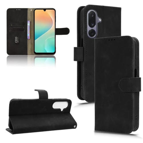 Funda de cuero con tapa magnética y tacto suave para Samsung Galaxy M36 5G (negro)