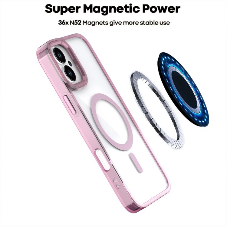 For iPhone 16 MagSafe Magnetic Clear Phone Case(Purple)