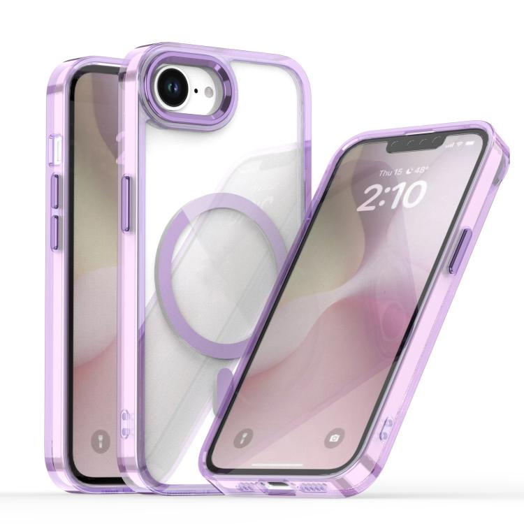 For iPhone 16e MagSafe Magnetic Clear Phone Case(Purple)