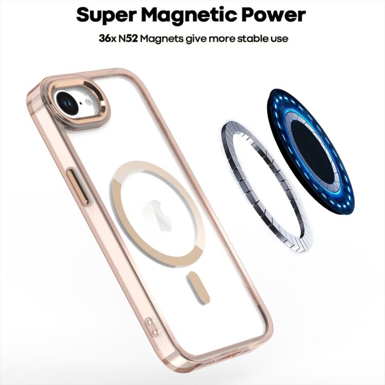 For iPhone 16e MagSafe Magnetic Clear Phone Case(Black)