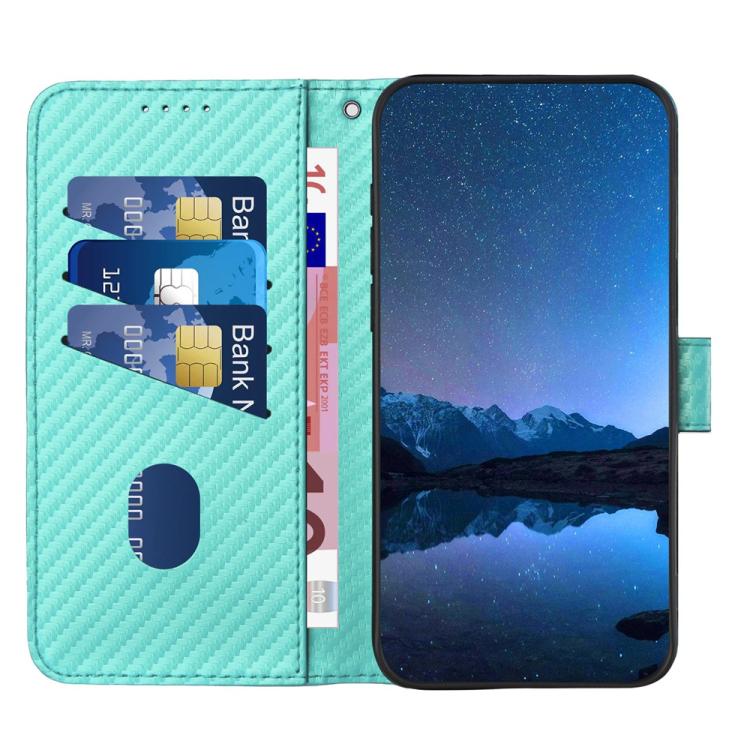 Funda de Cuero con Hebilla de Fibra de Carbono para Teléfono Itel A48 Yx0070 con Cordón (Azul Claro)