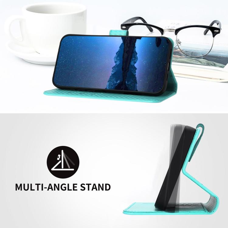 Funda de Cuero con Hebilla de Fibra de Carbono para Teléfono Itel A48 Yx0070 con Cordón (Azul Claro)