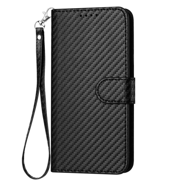 Funda de Cuero con Hebilla de Fibra de Carbono para Teléfono Itel A48 Yx0070 con Cordón (Negro)