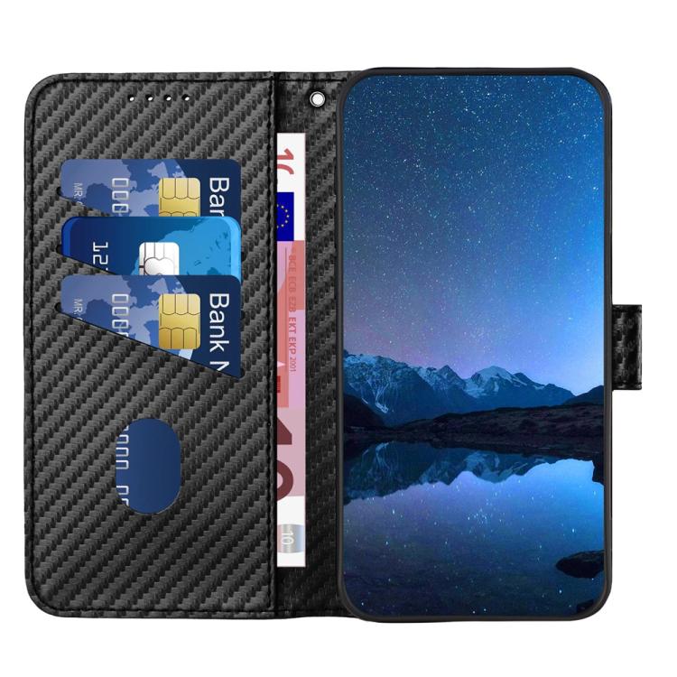 Funda de Cuero con Hebilla de Fibra de Carbono para Teléfono Itel S25 Yx0070 con Cordón (Negro)