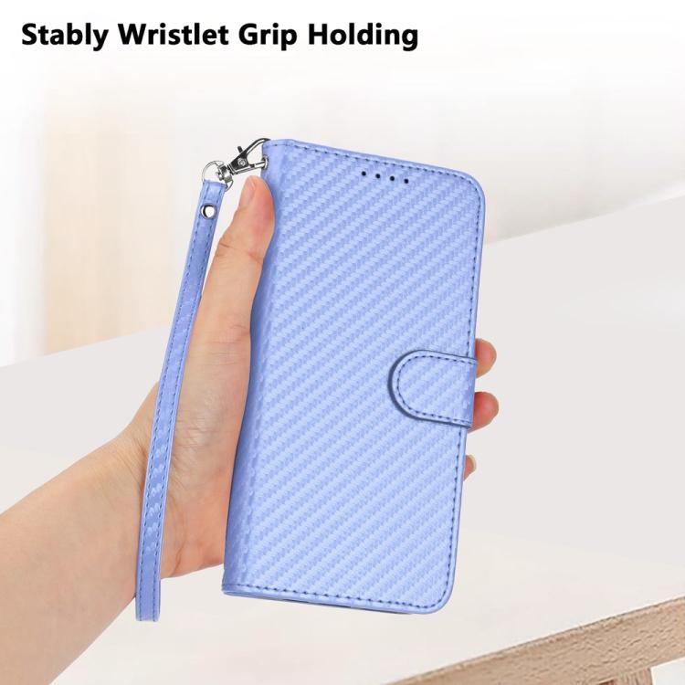 Funda de Cuero con Hebilla de Fibra de Carbono para Itel S25 Ultra Yx0070 con Cordón (Morado Claro)