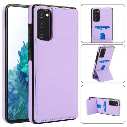 Funda Cuero Samsung Galaxy S20 FE Ranura Tarjetas Tres Pliegues (Morado Claro)