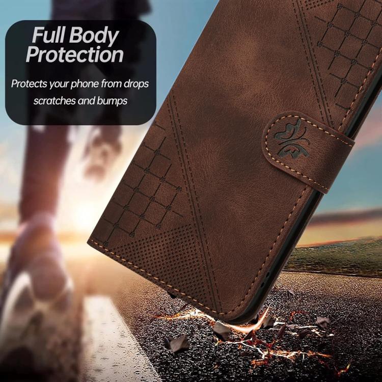 Funda de Cuero Itel S25 Ultra con Diseño Mariposa en Relieve y Cordón (Café)