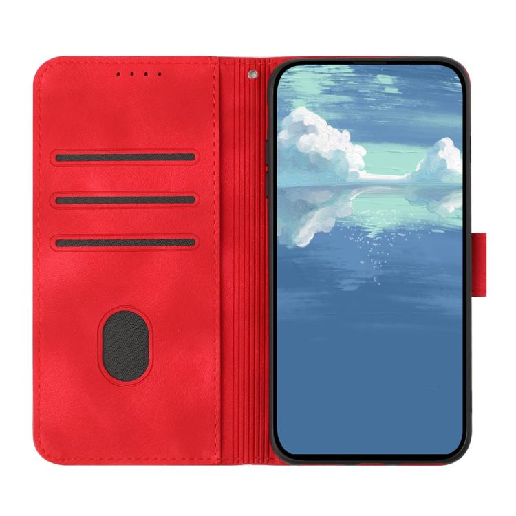 Funda Piel Sintética Itel A48 Diseño de Líneas (Roja)