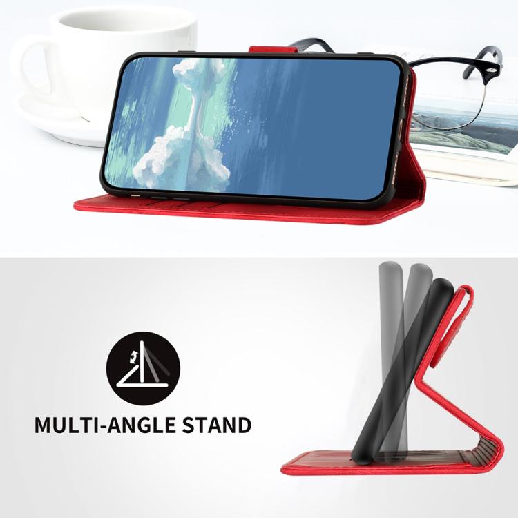 Funda Piel Sintética Itel A48 Diseño de Líneas (Roja)