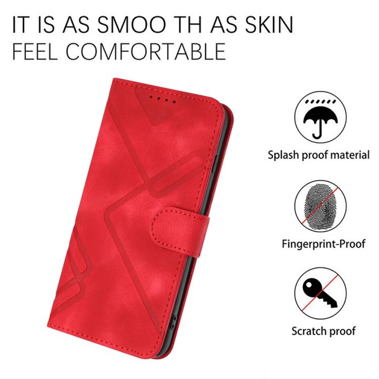 Funda Piel Sintética Itel A48 Diseño de Líneas (Roja)