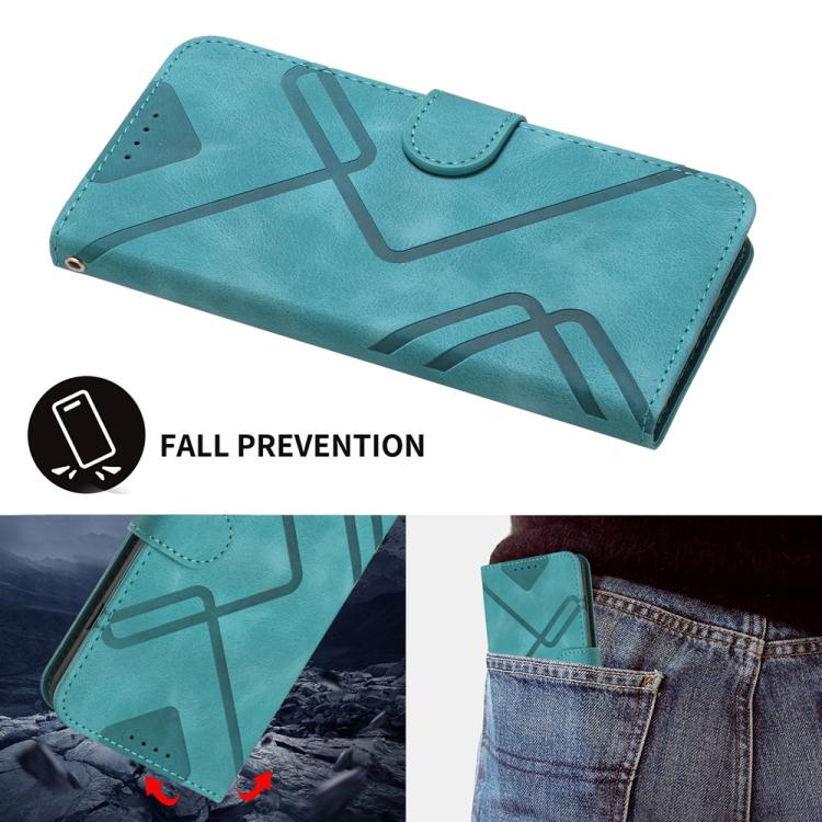 Funda Piel Sintética Itel A48 Diseño de Líneas (Azul Claro)
