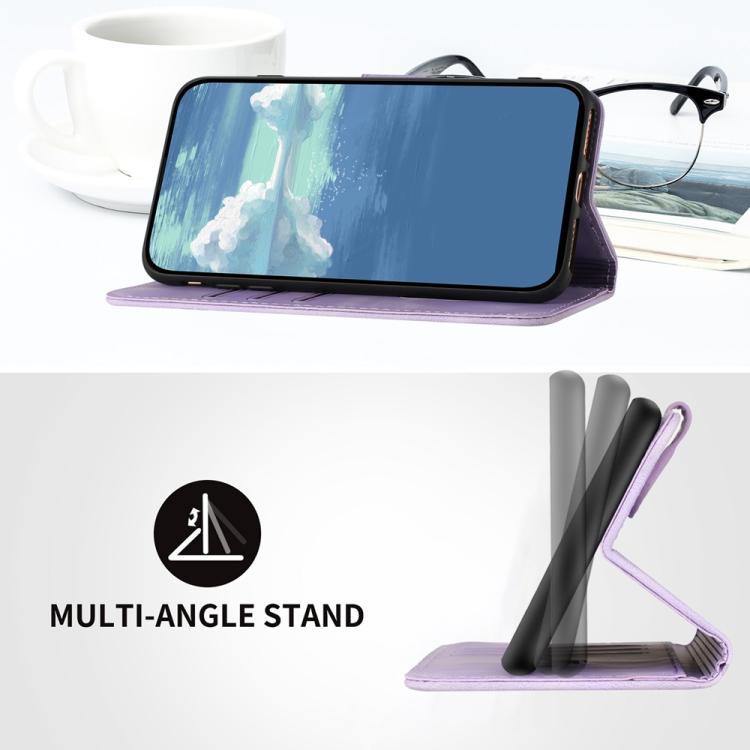 Funda Piel Sintética Itel A48 Diseño Líneas (Morado Claro)