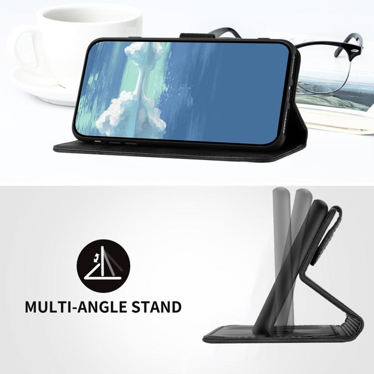 Funda de Cuero Itel A80 Diseño de Líneas Tacto Suave (Negra)