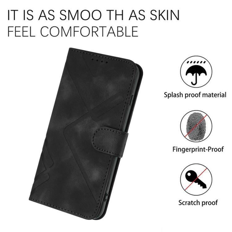 Funda de Cuero Itel A80 Diseño de Líneas Tacto Suave (Negra)