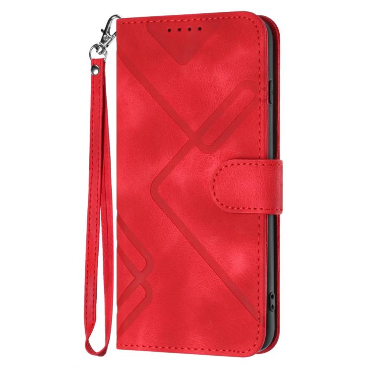 Funda de Cuero Itel S25 Ultra Diseño Líneas Finas (Rojo)