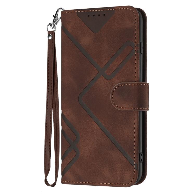 Funda de Cuero Itel S25 Ultra con Diseño de Líneas Finas (Café)