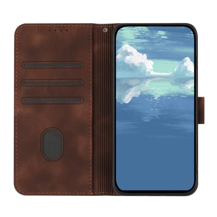 Funda de Cuero Itel S25 Ultra con Diseño de Líneas Finas (Café)