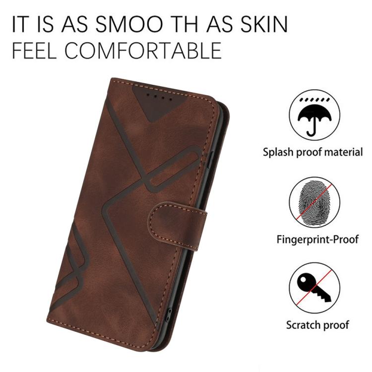 Funda de Cuero Itel S25 Ultra con Diseño de Líneas Finas (Café)