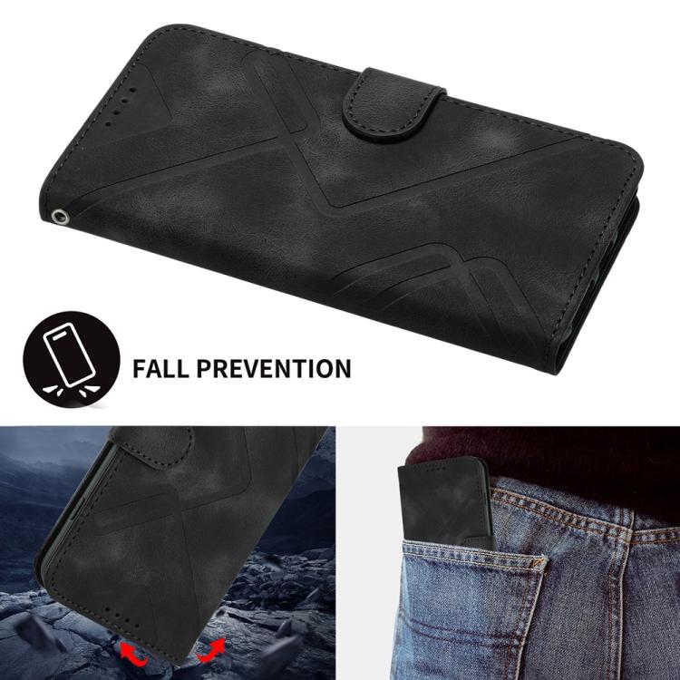 Funda de Cuero para Teléfono Itel S25 Ultra con Diseño de Líneas Finas y Tacto Suave (Negro)