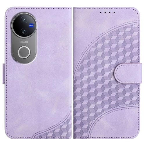 Funda de Cuero con Relieve de Cabeza de Elefante y Cordón para Vivo V50 (Morado Claro)