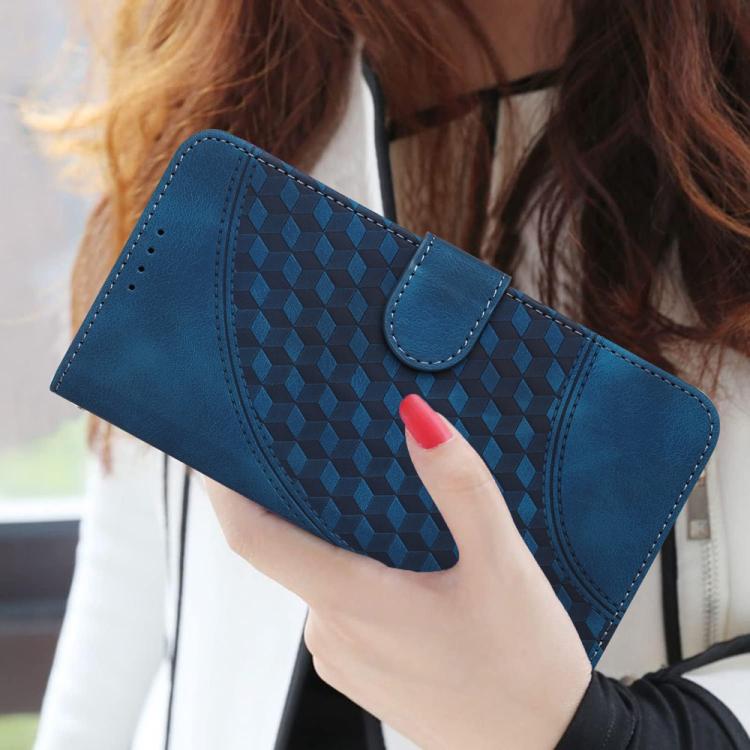 Funda de Cuero con Relieve Cabeza de Elefante para Teléfono Itel A48 con Cordón (Azul Real)