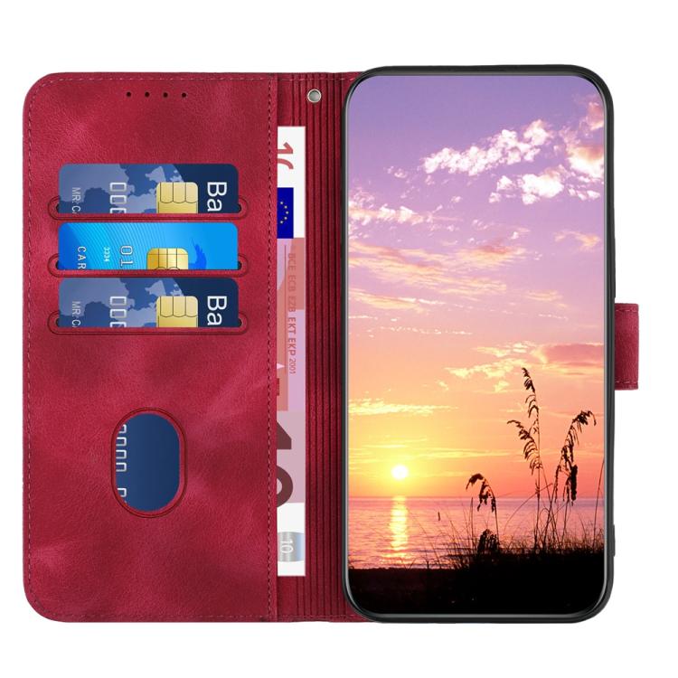 Funda de Cuero con Relieve de Cabeza de Elefante para Itel A50 con Cordón (Rosa Rojo)