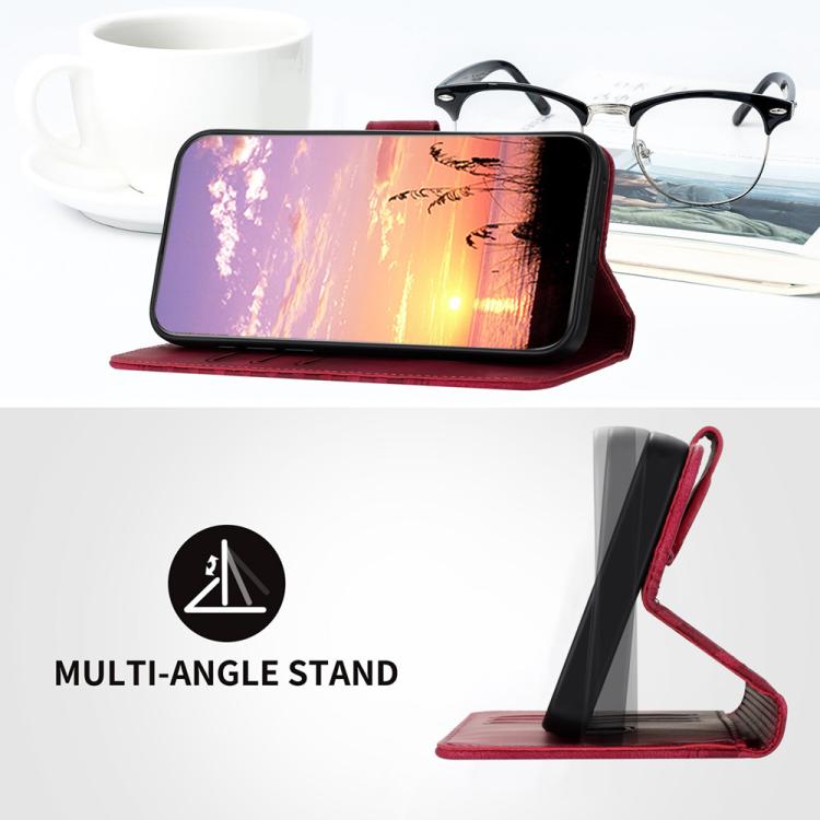 Funda de Cuero con Relieve de Cabeza de Elefante para Itel A50 con Cordón (Rosa Rojo)