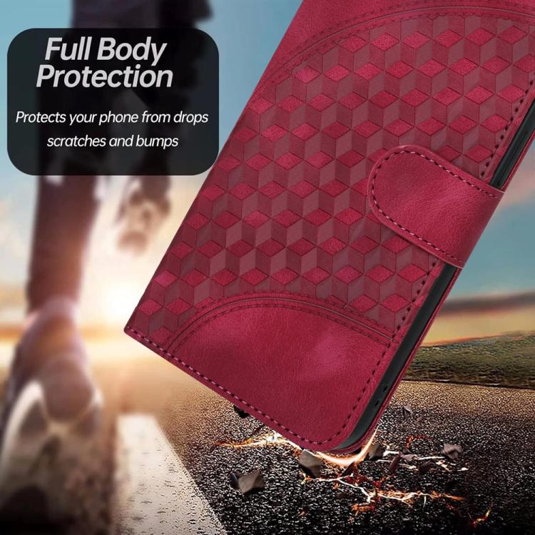 Funda de Cuero con Relieve de Cabeza de Elefante para Itel A50 con Cordón (Rosa Rojo)