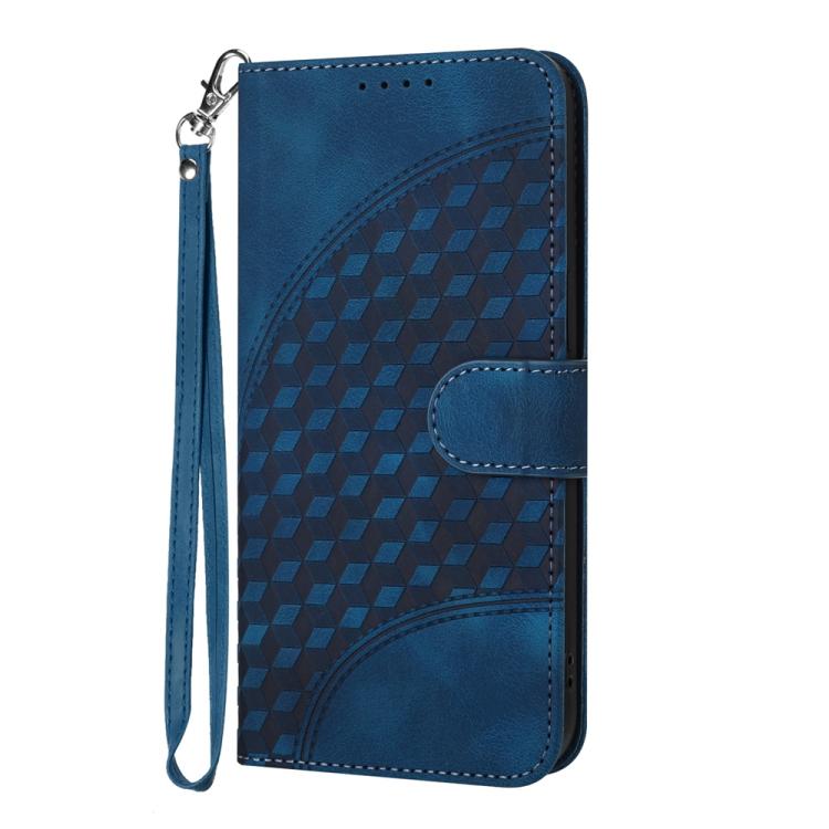 Funda de Cuero con Relieve de Cabeza de Elefante para Itel A50 con Cordón (Azul Real)
