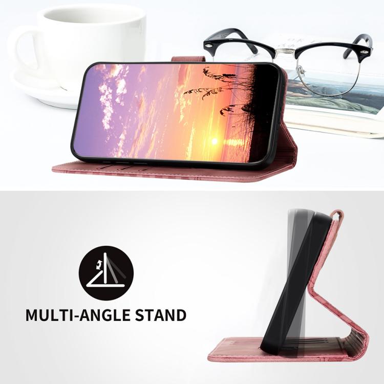 Funda de Cuero con Relieve Cabeza de Elefante para Itel A50 con Cordón (Rosa)