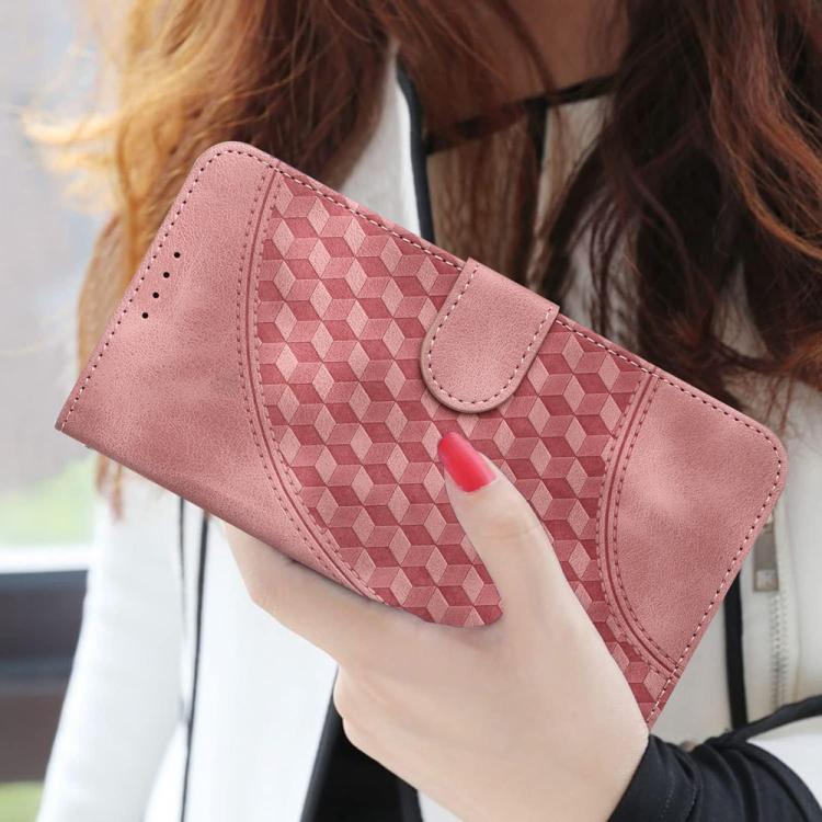 Funda de Cuero con Relieve Cabeza de Elefante para Itel A50 con Cordón (Rosa)