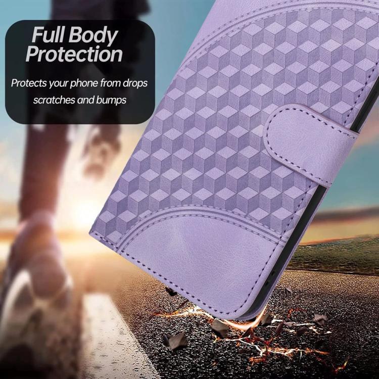 Funda de Cuero con Relieve Cabeza de Elefante para Itel A80 con Cordón (Morado Claro)