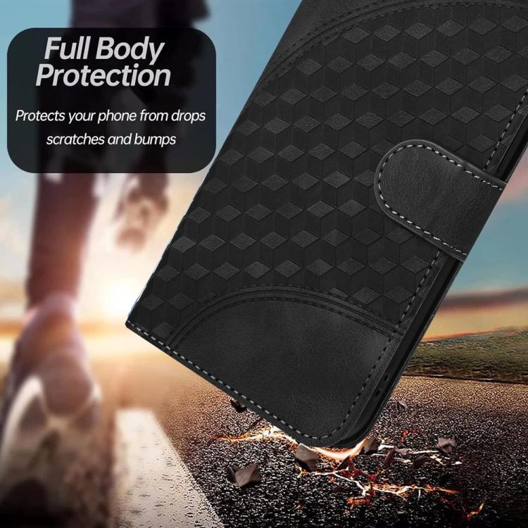 Funda de Cuero con Relieve Cabeza de Elefante para Itel S25 con Cordón (Negro)