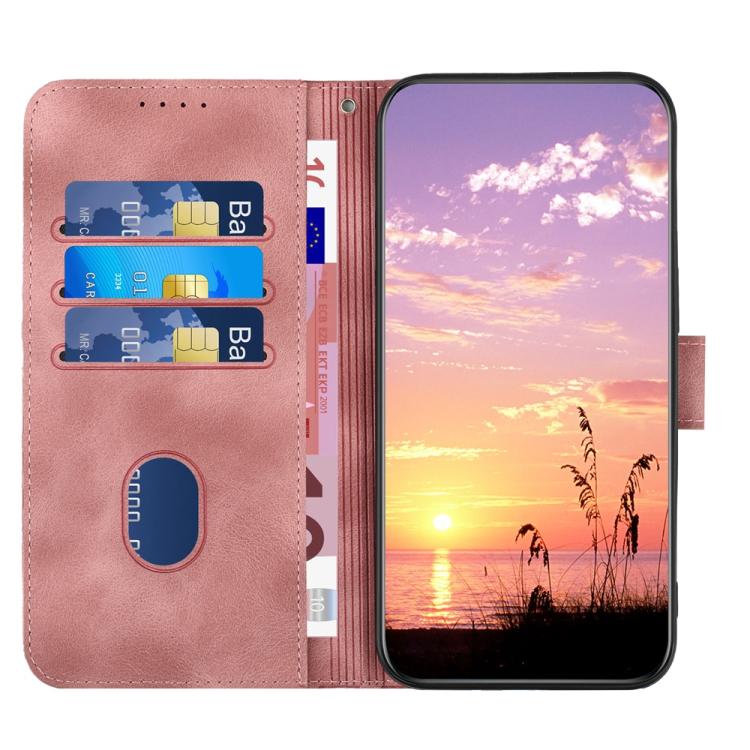 Funda de Cuero con Relieve Cabeza de Elefante para Itel S25 con Cordón (Rosa)