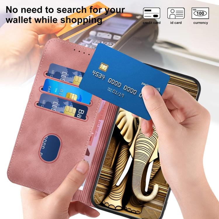 Funda de Cuero con Relieve Cabeza de Elefante para Itel S25 con Cordón (Rosa)
