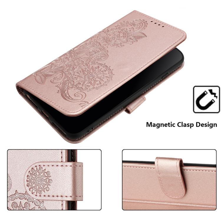 Funda de Cuero con Tapa para Teléfono Itel S25 Diseño Flor de Datura en Relieve (Oro Rosa)