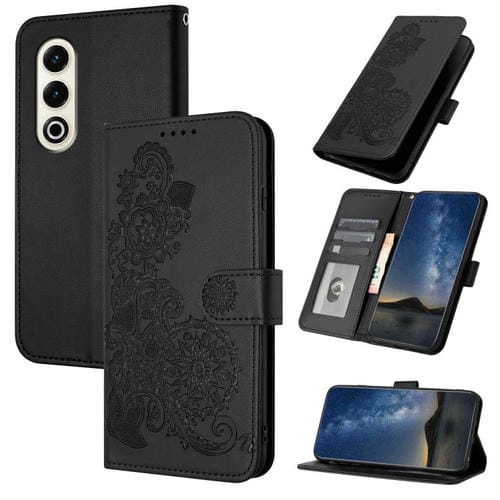 Funda de Cuero con Tapa para Teléfono Itel S25 con Diseño Flor de Datura (Negra)