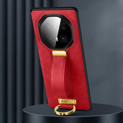 Funda para Teléfono Huawei Mate 70 Rs Ultimate Textura Cuero Híbrido Sulada PC a Prueba de Golpes (Rojo)