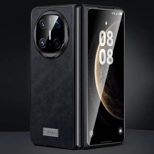 Funda Híbrida de Cuero y TPU para Huawei Mate X6 Sulada a Prueba de Golpes (Negro)