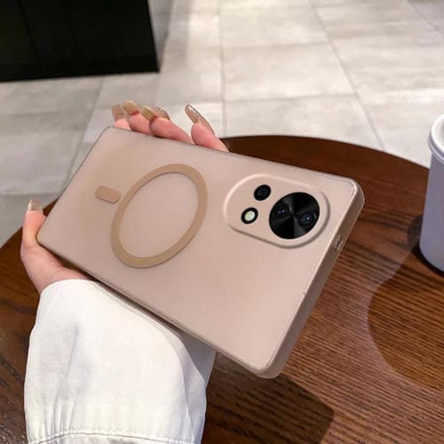 Funda para Teléfono Huawei Nova 12 con Orificio Fino y Protección Contra la Niebla y El Hielo Magsafe (Dorada)