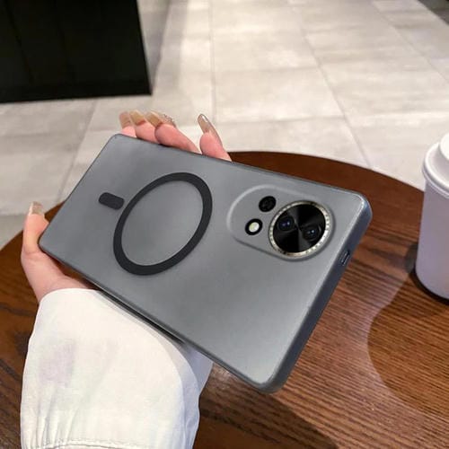 Funda para Teléfono Huawei Nova 13 con Orificio Fino y Protección Contra Niebla y Hielo Magsafe (Transparente Negra)