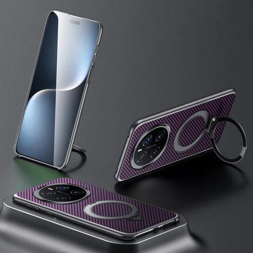 Funda para Teléfono Honor Magic7 Pro con Soporte Magnético Magsafe y Textura Kevlar (Morado)