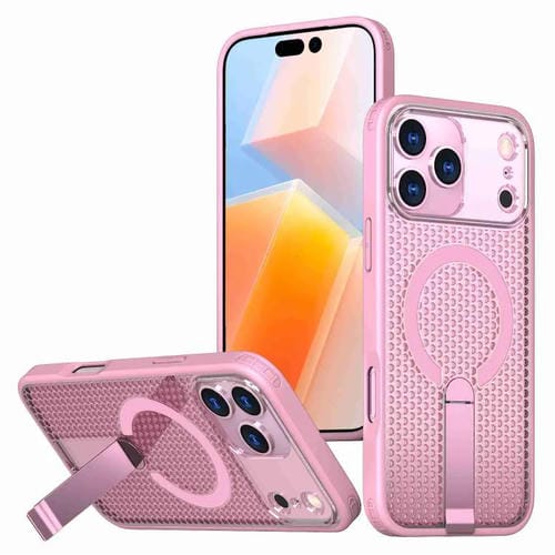 Funda con soporte MagSafe y ventilación de panal para iPhone 17 Pro Max (rosa)