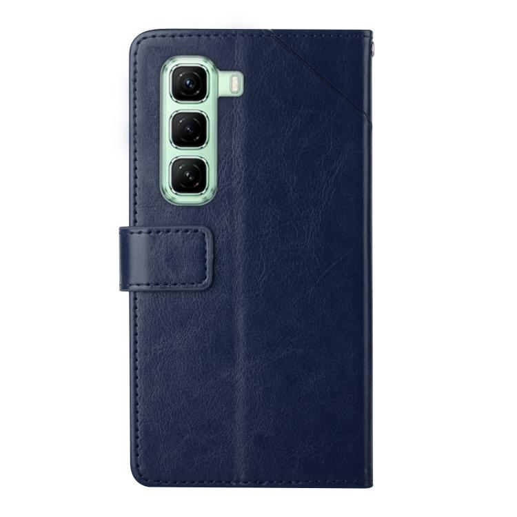 Funda de Cuero con Tapa y Patrón en Forma de Y para Infinix Hot 50 Pro 4G (Azul)